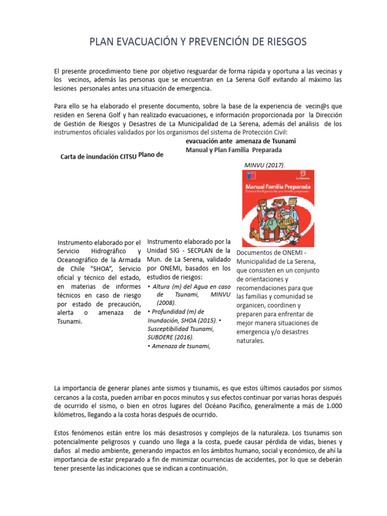 Plan de Evacuación y Prevención La Serena | PDF | Tsunami | Temblores