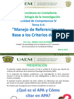 "Manejo de Referencias Con Base A Los Criterios Del APA": Licenciatura en Contaduría Metodología de La Investigación