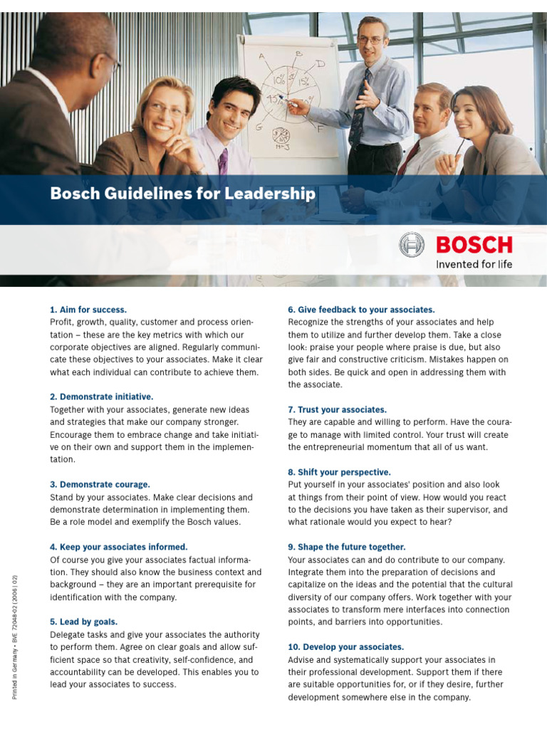 Bosch guidelines for leadership PDF Leadership Social Psychology
