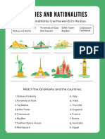 Green Gold White Illustrative Countries Nationalities and Landmarks Worksheet