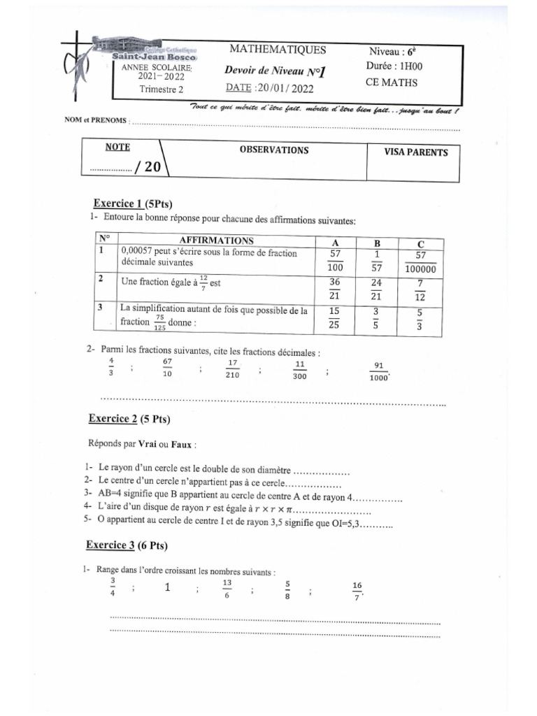 22 DEV MATH 6 StJBosco | PDF
