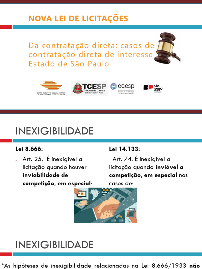 Inexigibilidade de Licitação na Lei 14.133 | PDF