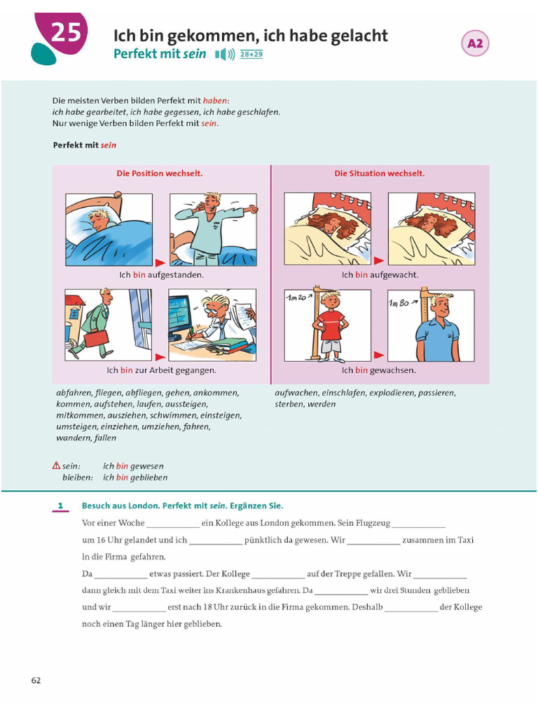 Perfekt Mit Sein Und Partizip Perfekt | PDF