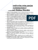 ¿Cómo resolverías estas quejas o reclamaciones_