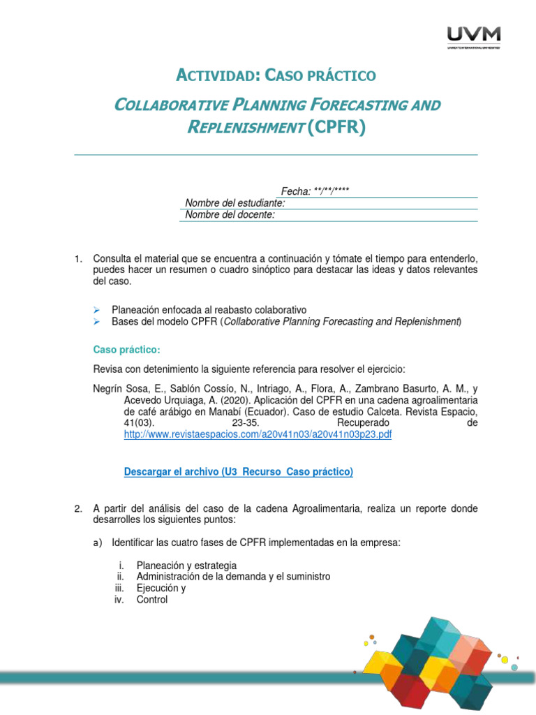 Modelo CPFR en la cadena agroalimentaria | PDF