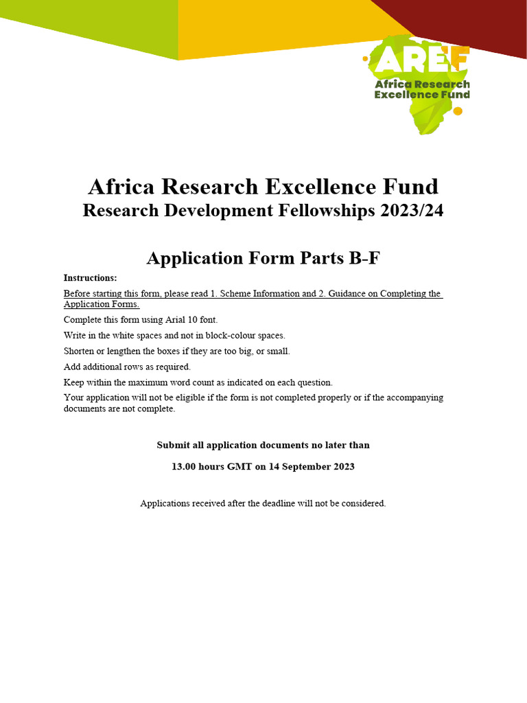 AREF Fellowship Application Guide | PDF | Academic Degree | Doctor Of ...