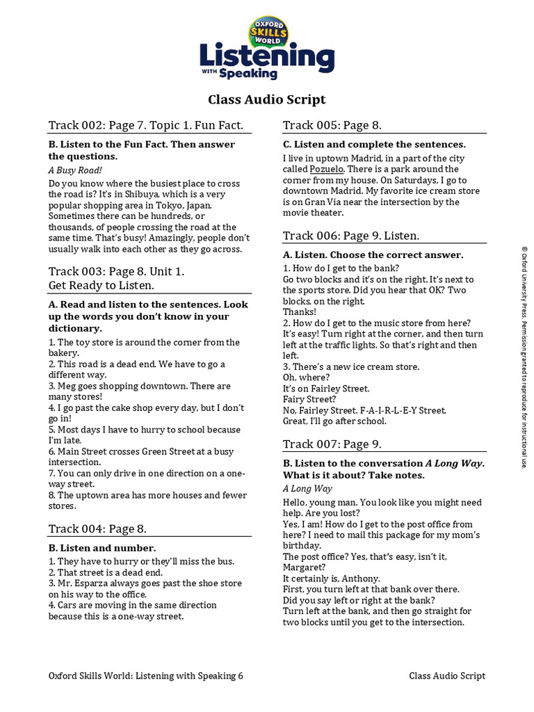 (SCRIPT) Oxford Skills World - Listening With Speaking 6 | PDF ...