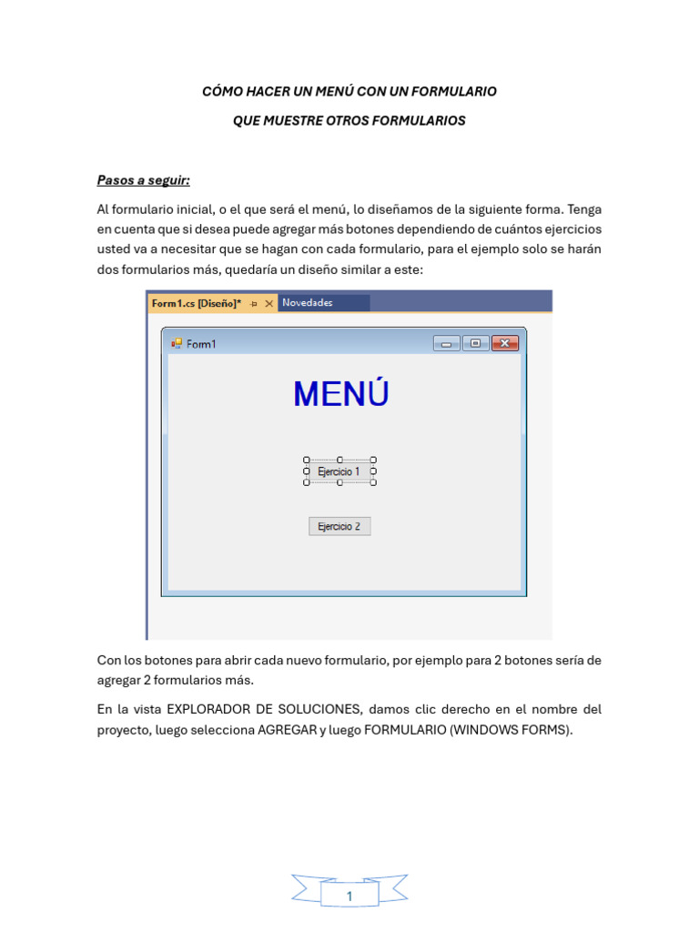 Crear Menú con Formularios en Windows Forms | PDF | Haga doble clic ...