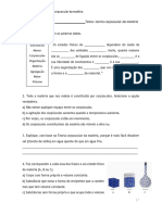 Ficha de Trabalho FQ 8º Ano Teoria Corpuscular Da Matéria