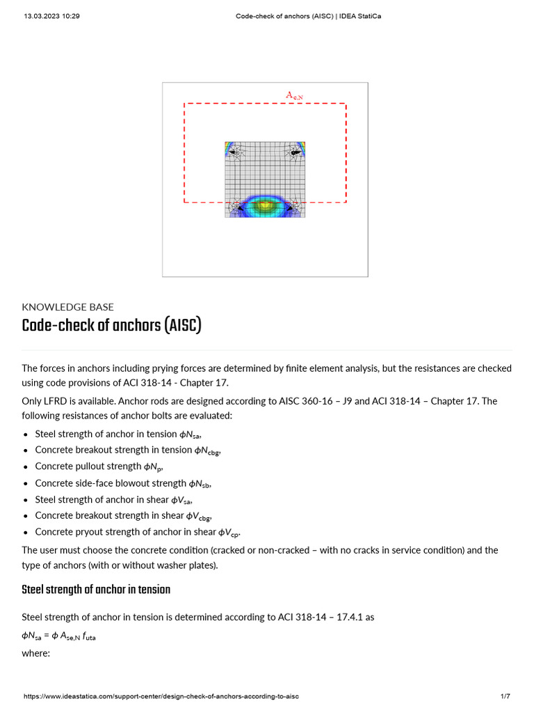 Code check of anchors aisc idea statica pdf buckling concrete