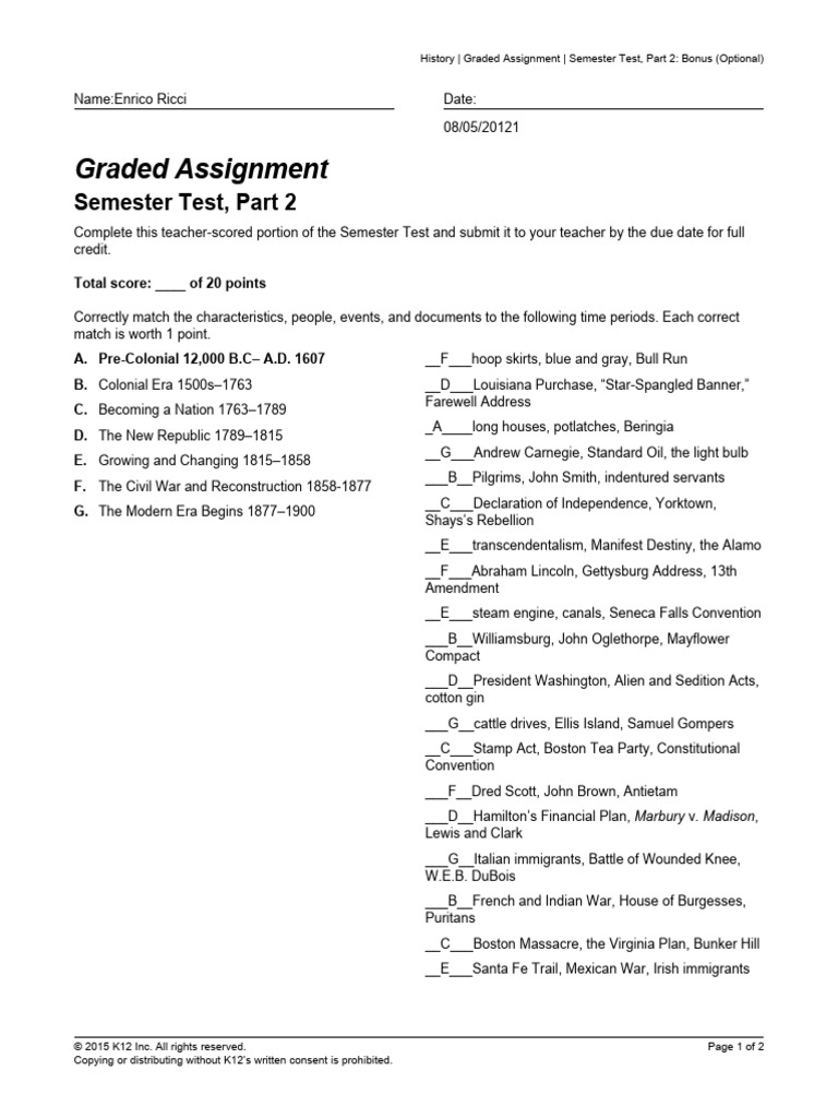 8 04 Semester Test U.S. History - Part 2 | PDF | The United States ...