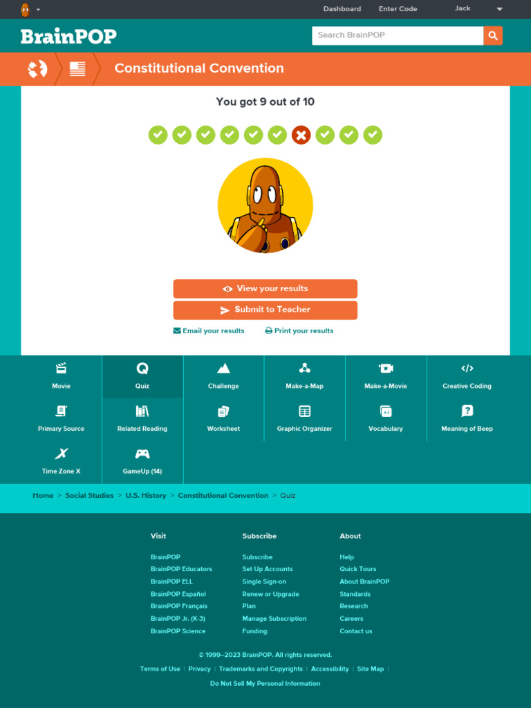 Constitutional Convention Quiz BrainPOP PDF