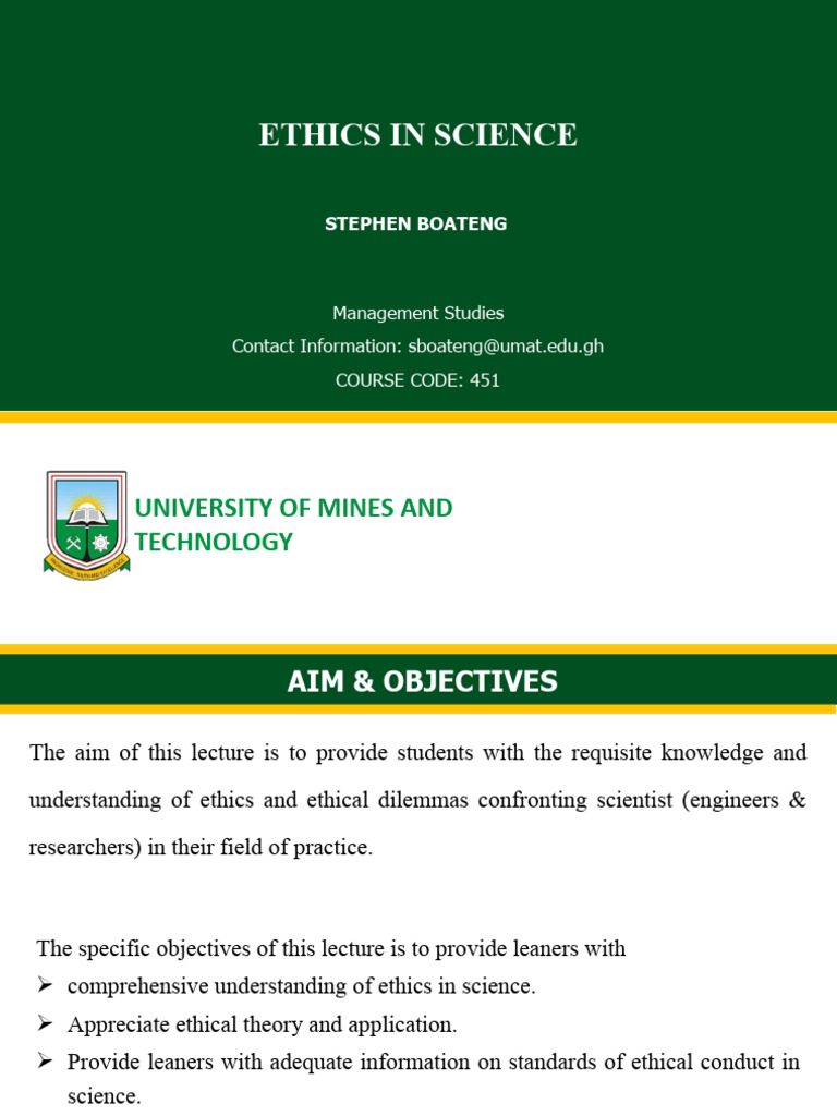 Ethics in Science Lecture Slides | PDF