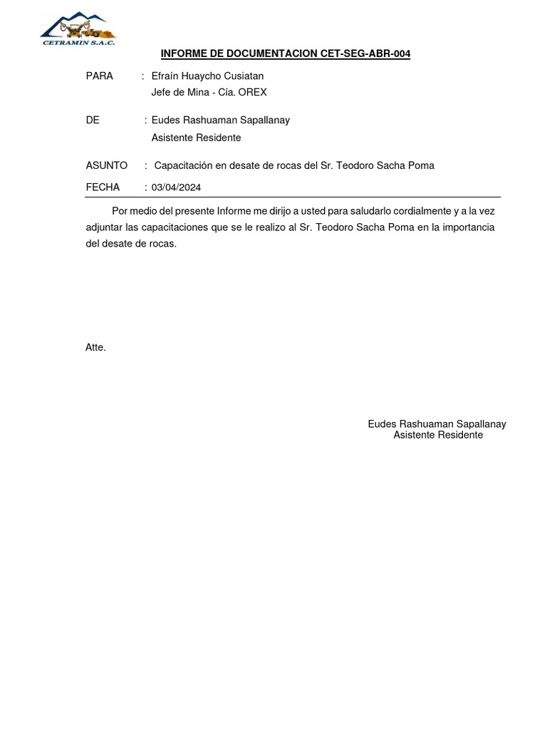 Capacitación en Desate de Rocas | PDF