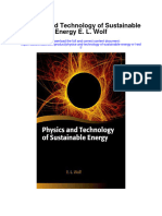 Physics and Technology of Sustainable Energy E L Wolf All Chapter