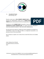 Carta de Trabajo - Sra. Rosmery Mendez Veloz