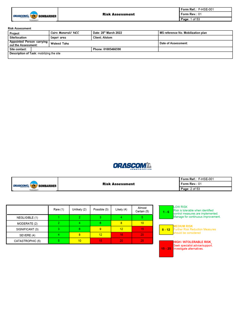 Mobilization Risk Assessment for Cairo Monorail | PDF | Traffic | Crane ...