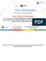 Sample Certificate of Participation Digitalino Edtech