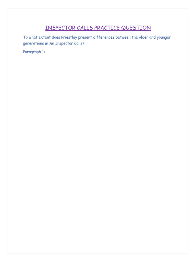An Inspector Calls Revision Practice Question | PDF | Wellness