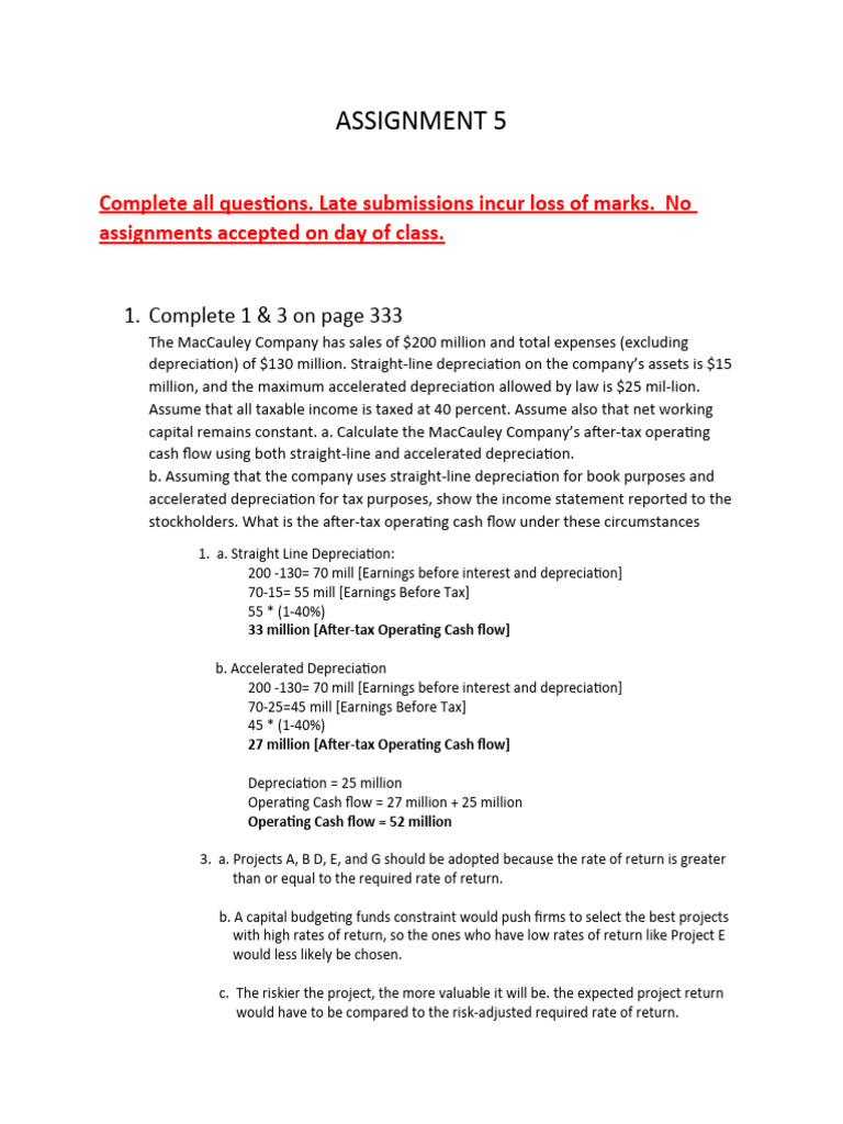 Desiree Smith - Assignment 5 | PDF | Net Present Value | Depreciation