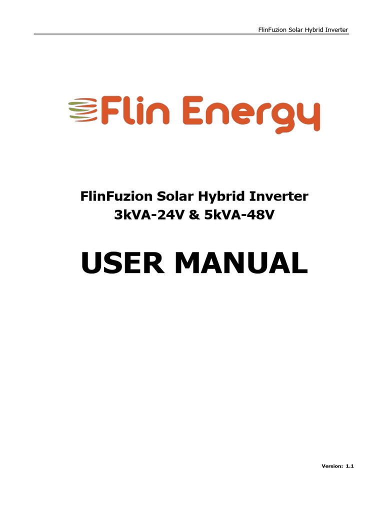 FlinFuzion MPPT Solar Inverter Manual | PDF | Power Inverter | Battery ...
