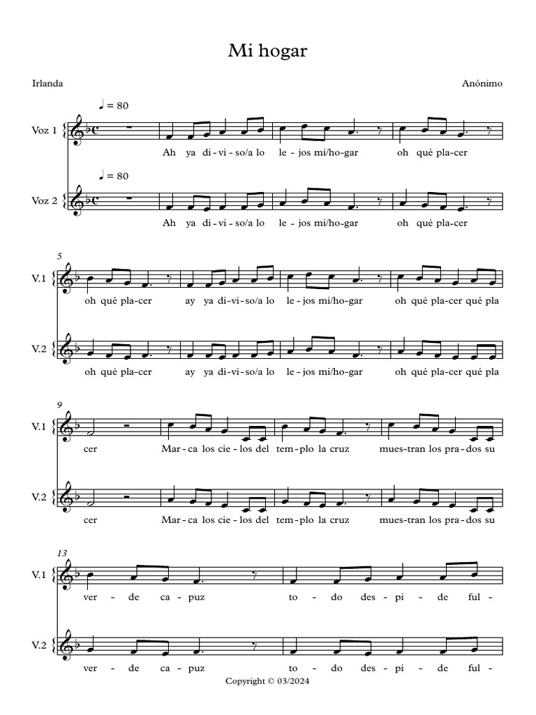 Mi Hogar Partitura Completa Pdf