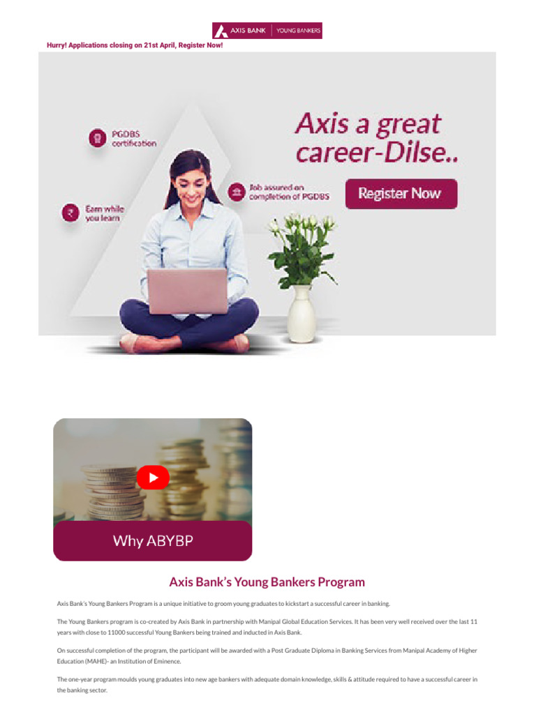 Axis Bank Young Bankers Program Details | PDF | Career & Growth ...