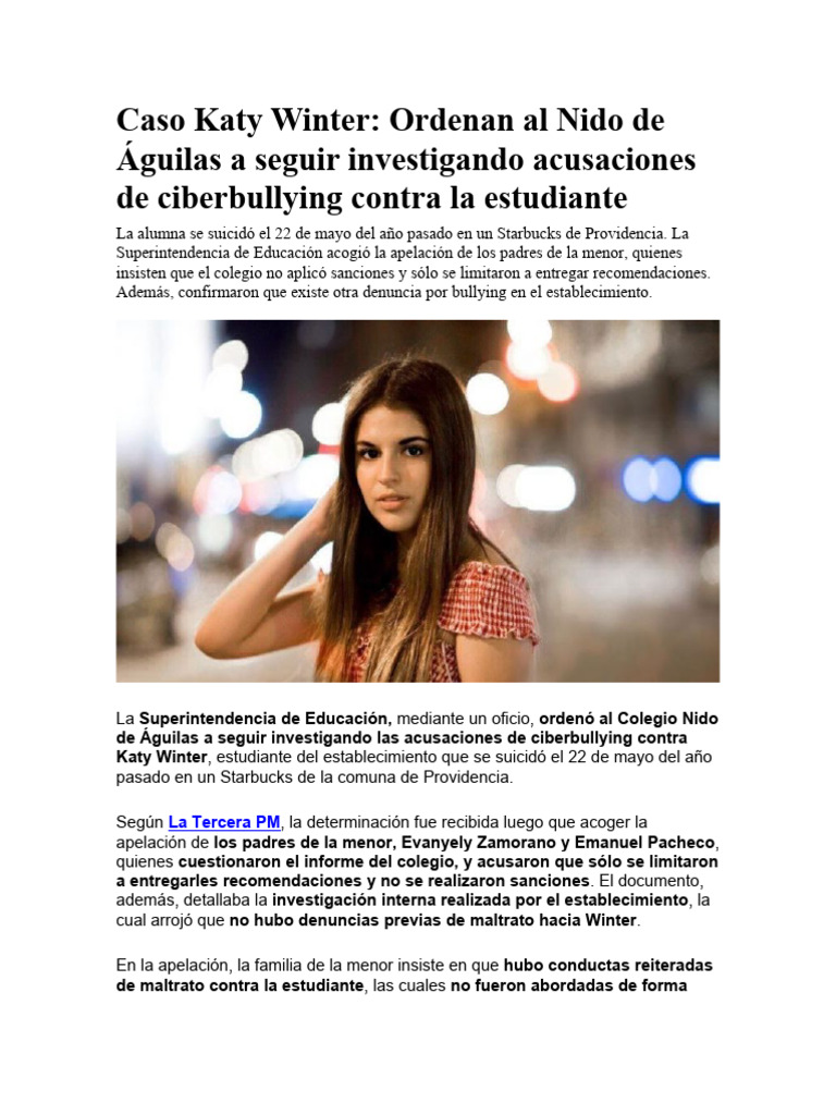 Investigación por ciberbullying en Nido de Águilas | PDF