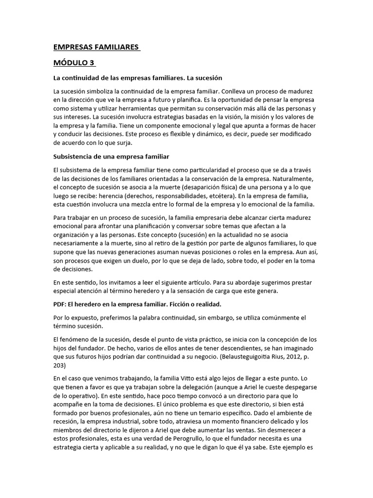 Empresas Familiares Mod 3 y 4 | PDF | Business | Planificación