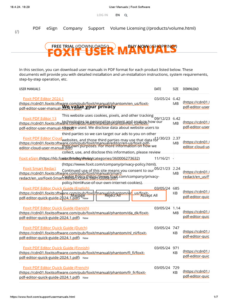 Foxit User Manuals and Guides | PDF | Http Cookie | Privacy