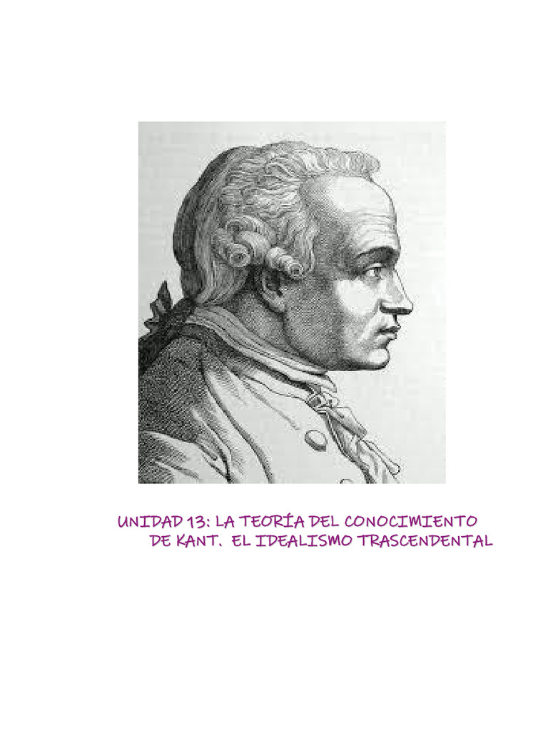 UNIDAD 14_KANT. LA RAZÓN TEÓRICA | PDF | Immanuel Kant | A priori y a ...