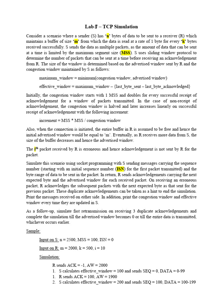 Lab 8 Exercise | PDF | Transmission Control Protocol | Network Congestion