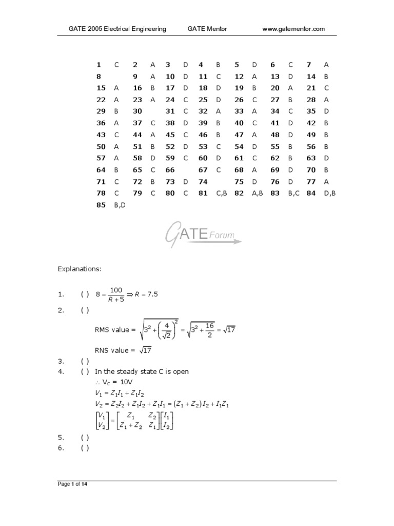 Ee 2005 Soln 1 | PDF