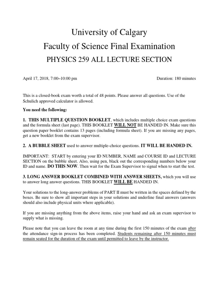 Physics 259 Final Exam Guide | PDF | Capacitor | Electrical Network