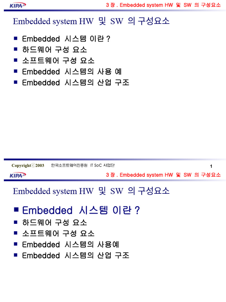 Ch 3. Embedded System HW & SW의 구성 요소 | PDF