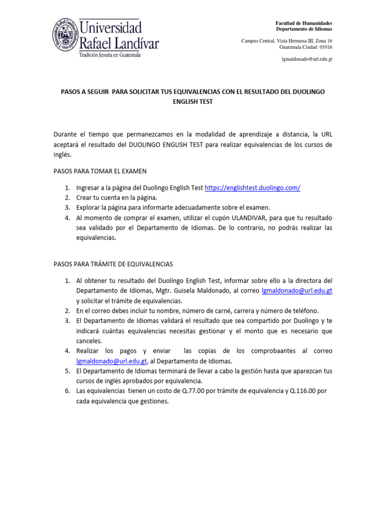 Pasos Duolingo English Test | PDF