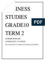 Notes Grade 10 Business Studies Term 2 2023