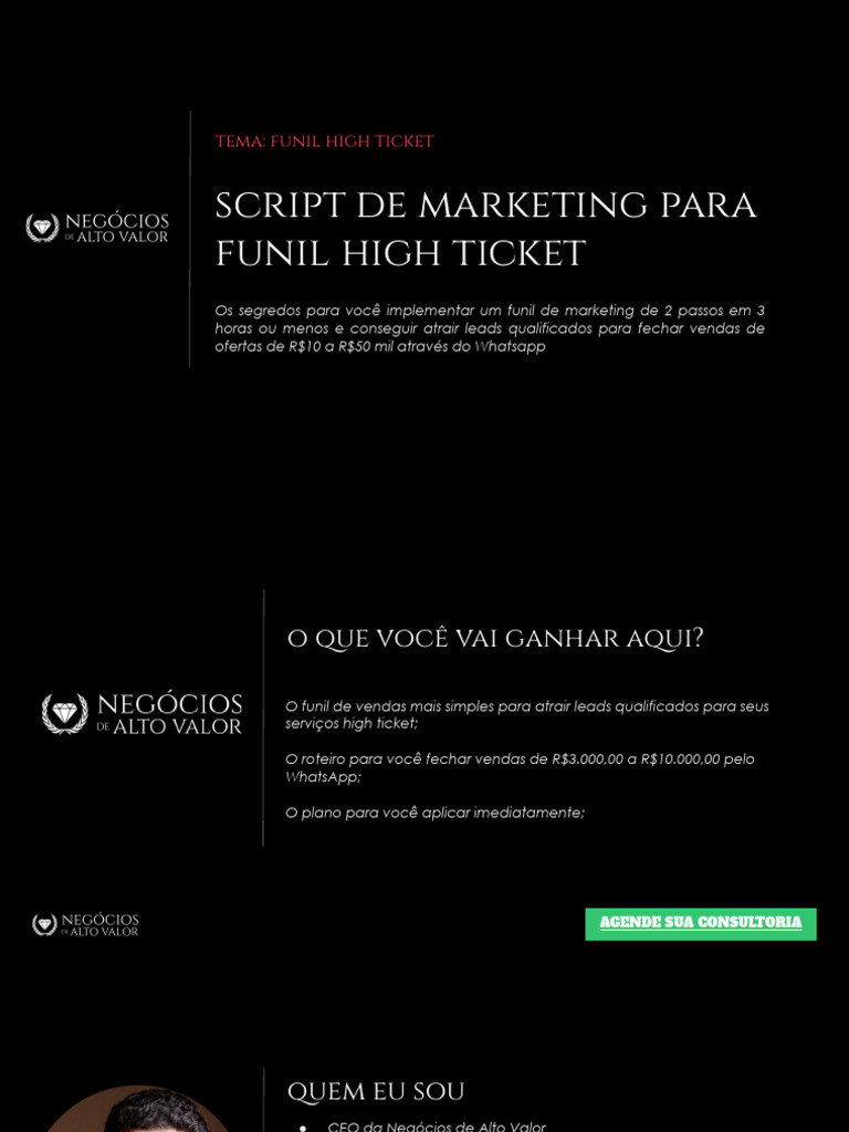 (Ebook) Script de Markeing para Funil High Ticket | PDF | Marketing