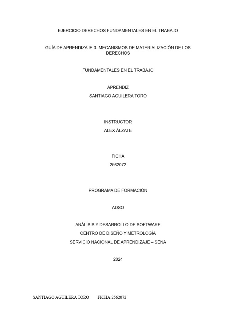Ejercicio Derechos Fundamentales en El Trabajo | PDF | Derecho laboral ...