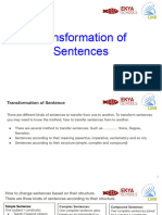 Transformation of Sentences - Simple Compound Complex