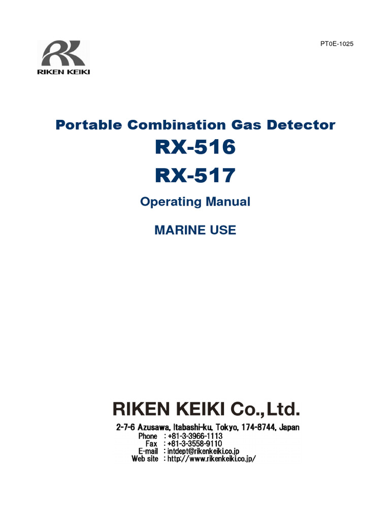 Portable Gas Detector RX-516/RX-517 Manual | PDF | Calibration | Gases