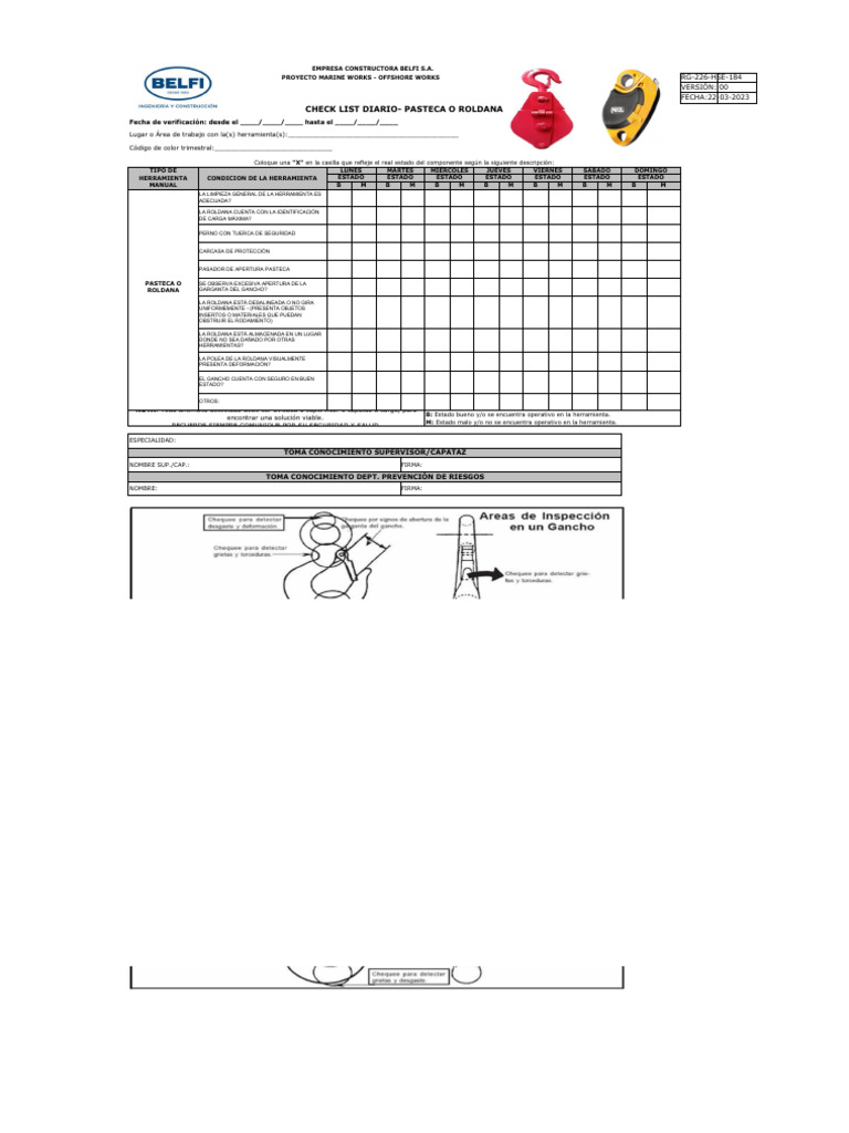Rg-226-Hse-184 - 0 Check List Roldana o Pasteca | PDF