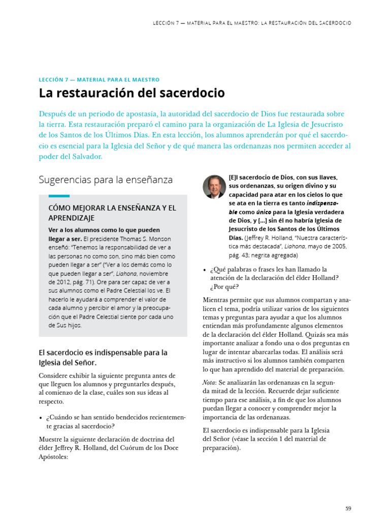 La Restauración del Sacerdocio SUD | PDF | Sacerdote | Divinidad