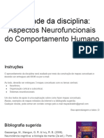 Atividade  Disciplina- aspectos neurofuncionais do comportamento humano