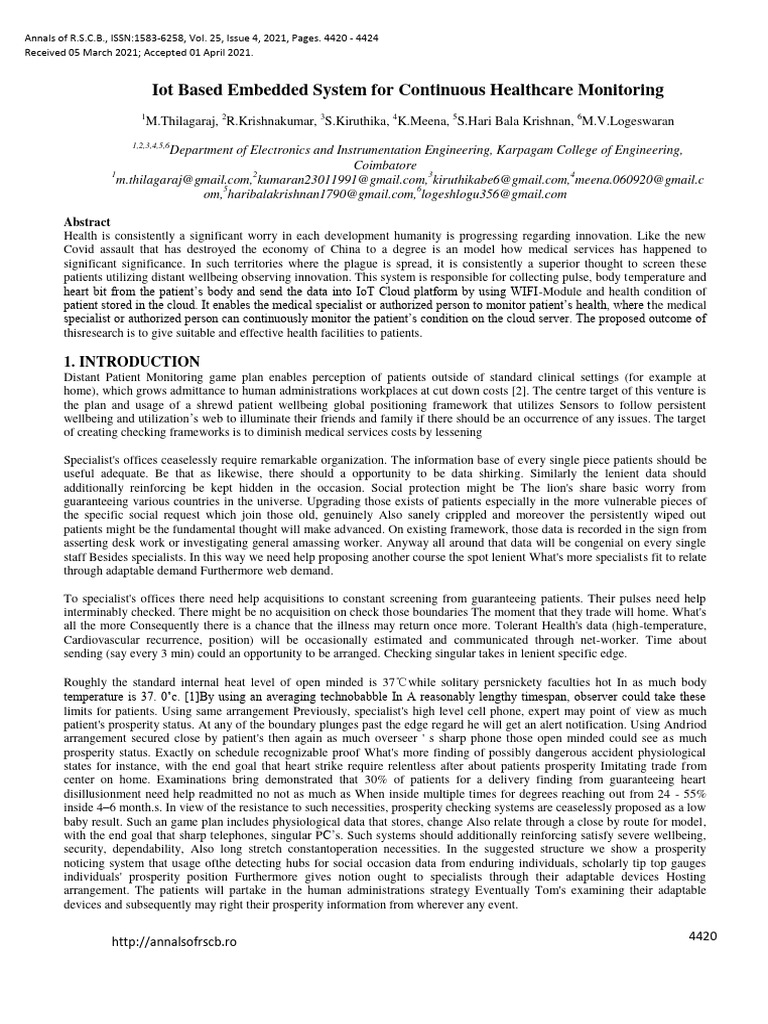 IoT System for Continuous Health Monitoring | PDF | Internet Of Things ...