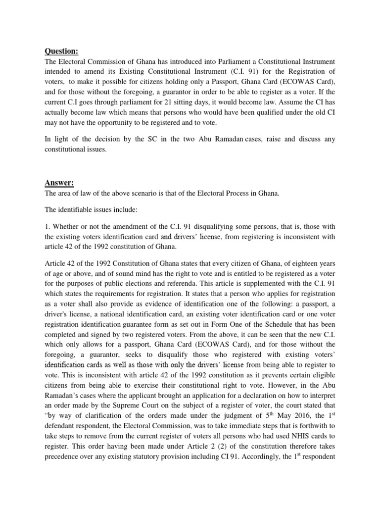 Ghana Voter Registration Law Changes Pdf Identity Document Voter