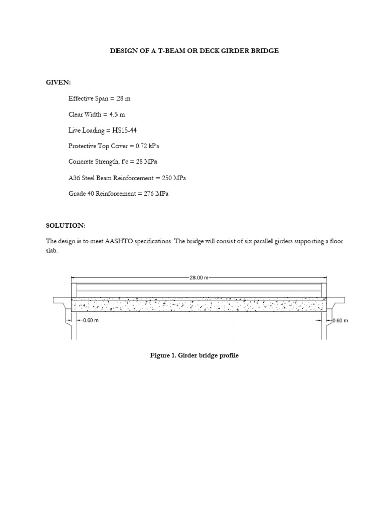 T-Beam Deck Girder Bridge Design | PDF | Structural Engineering | Civil ...
