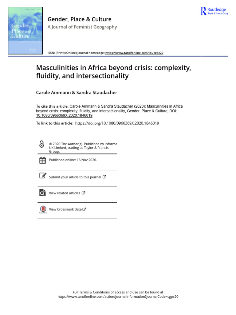 Masculinities in Africa: Complexity & Fluidity | PDF | Masculinity ...