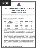 Basic Electrical Engineering Lab Manual Experiment No: 1 (B)