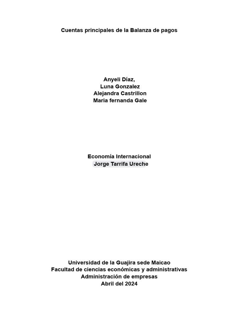 Balanza de Pago | PDF | Balance de pagos | Cuenta capital